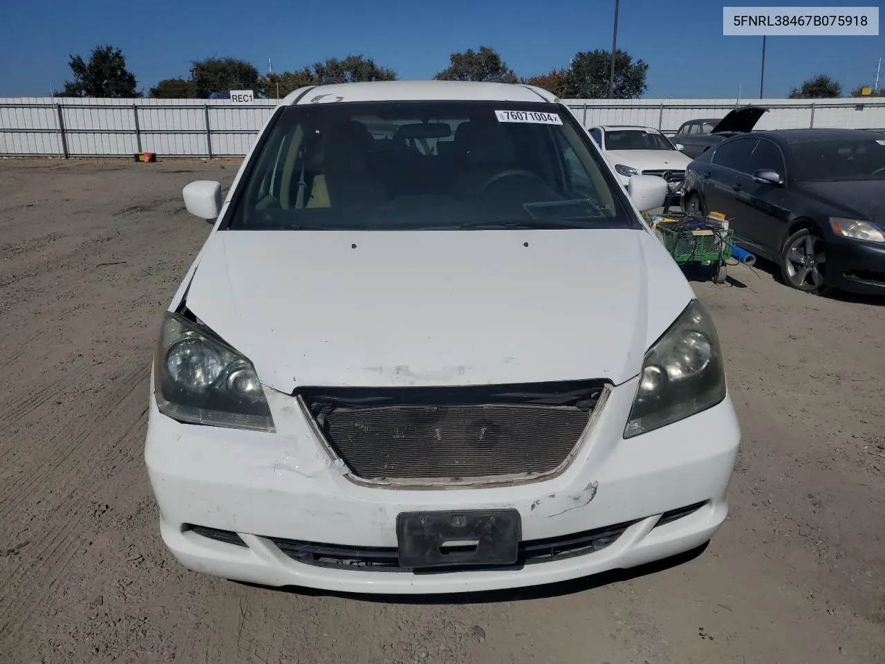 2007 Honda Odyssey Ex VIN: 5FNRL38467B075918 Lot: 76071004