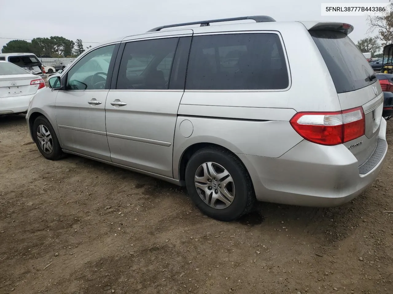 2007 Honda Odyssey Exl VIN: 5FNRL38777B443386 Lot: 76079654