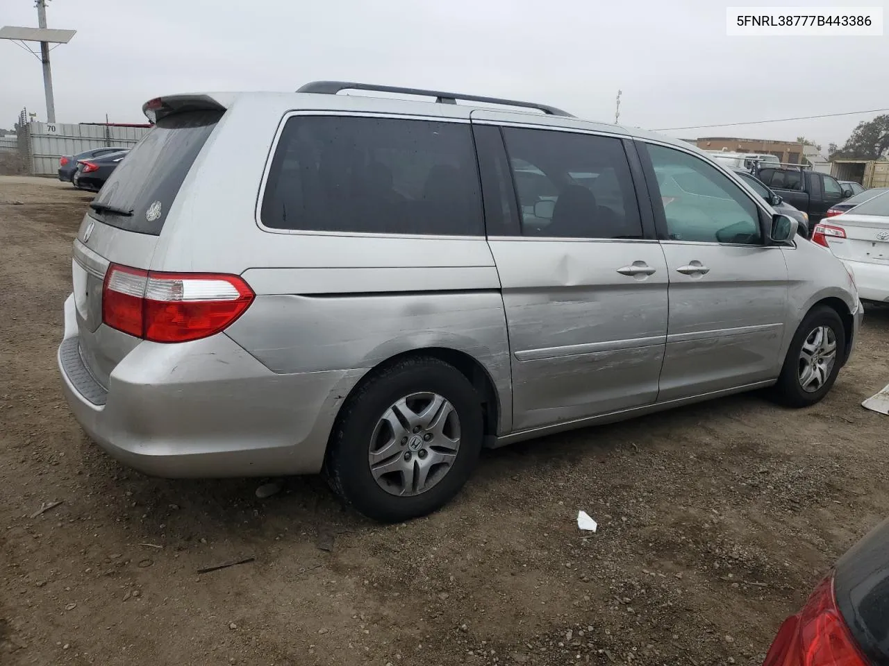 2007 Honda Odyssey Exl VIN: 5FNRL38777B443386 Lot: 76079654