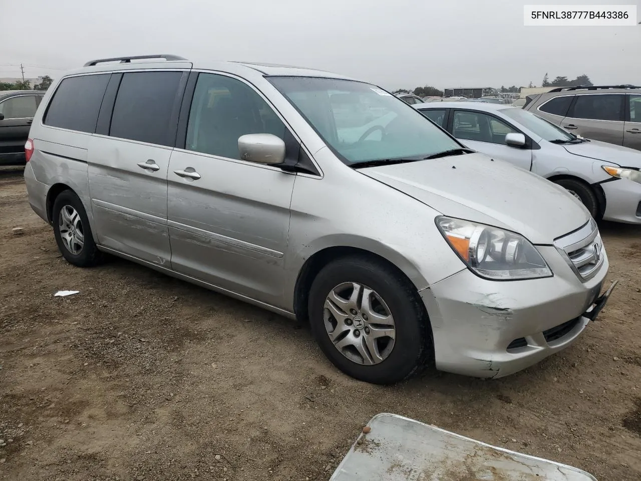 2007 Honda Odyssey Exl VIN: 5FNRL38777B443386 Lot: 76079654