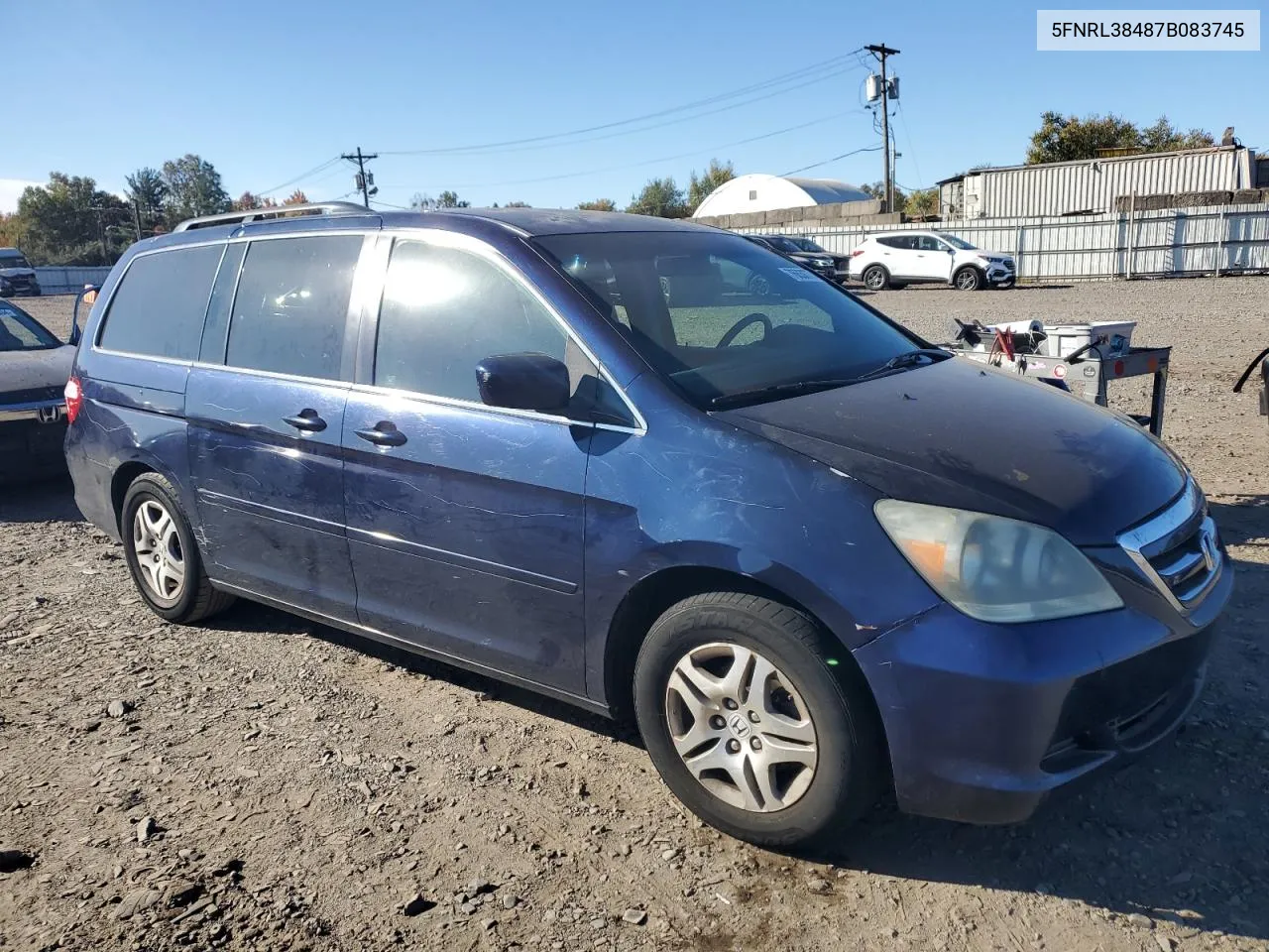 2007 Honda Odyssey Ex VIN: 5FNRL38487B083745 Lot: 76638774