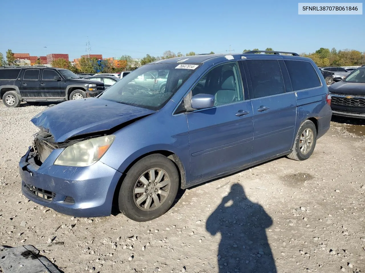 2007 Honda Odyssey Exl VIN: 5FNRL38707B061846 Lot: 76647814