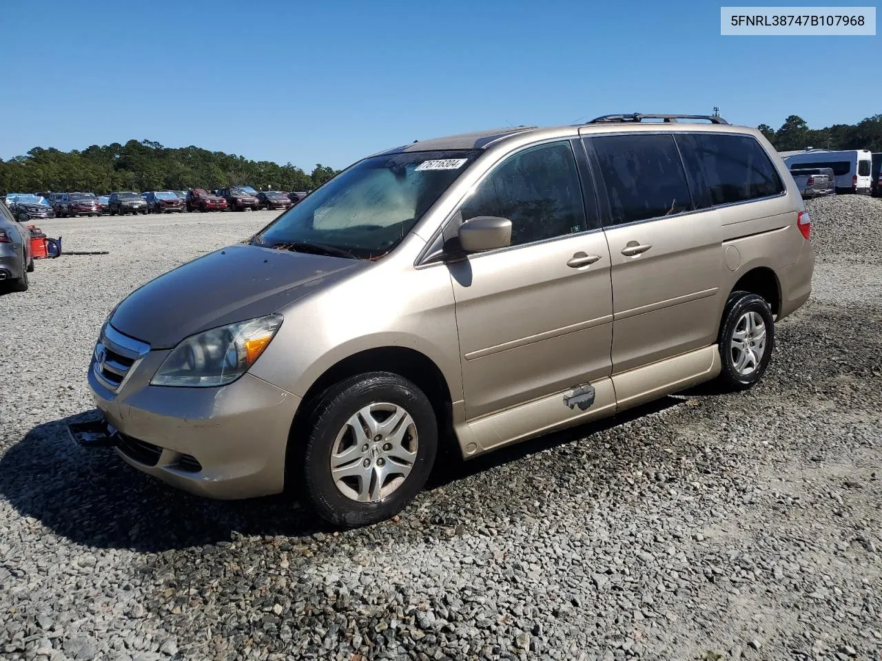 2007 Honda Odyssey Exl VIN: 5FNRL38747B107968 Lot: 76716304