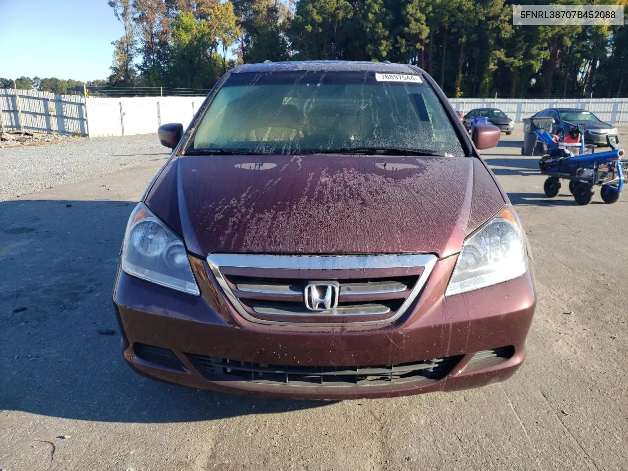 2007 Honda Odyssey Exl VIN: 5FNRL38707B452088 Lot: 76897544