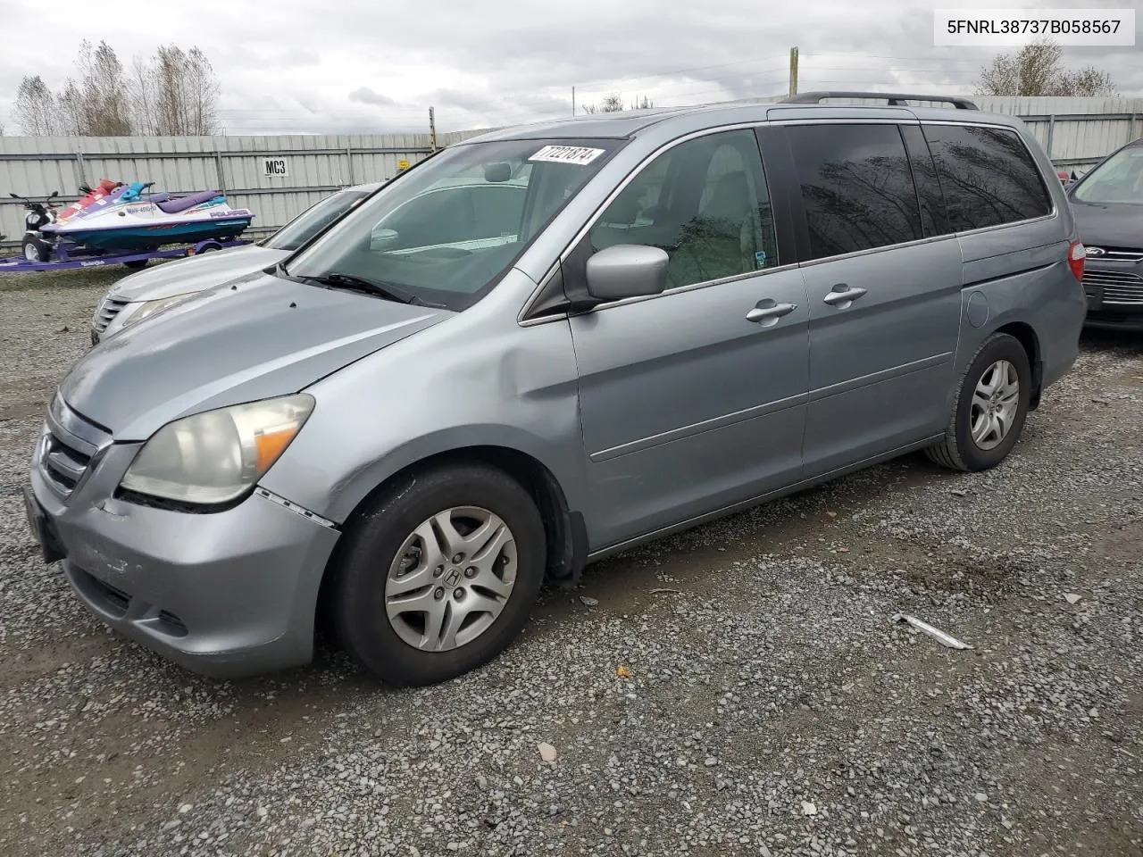 2007 Honda Odyssey Exl VIN: 5FNRL38737B058567 Lot: 77221874