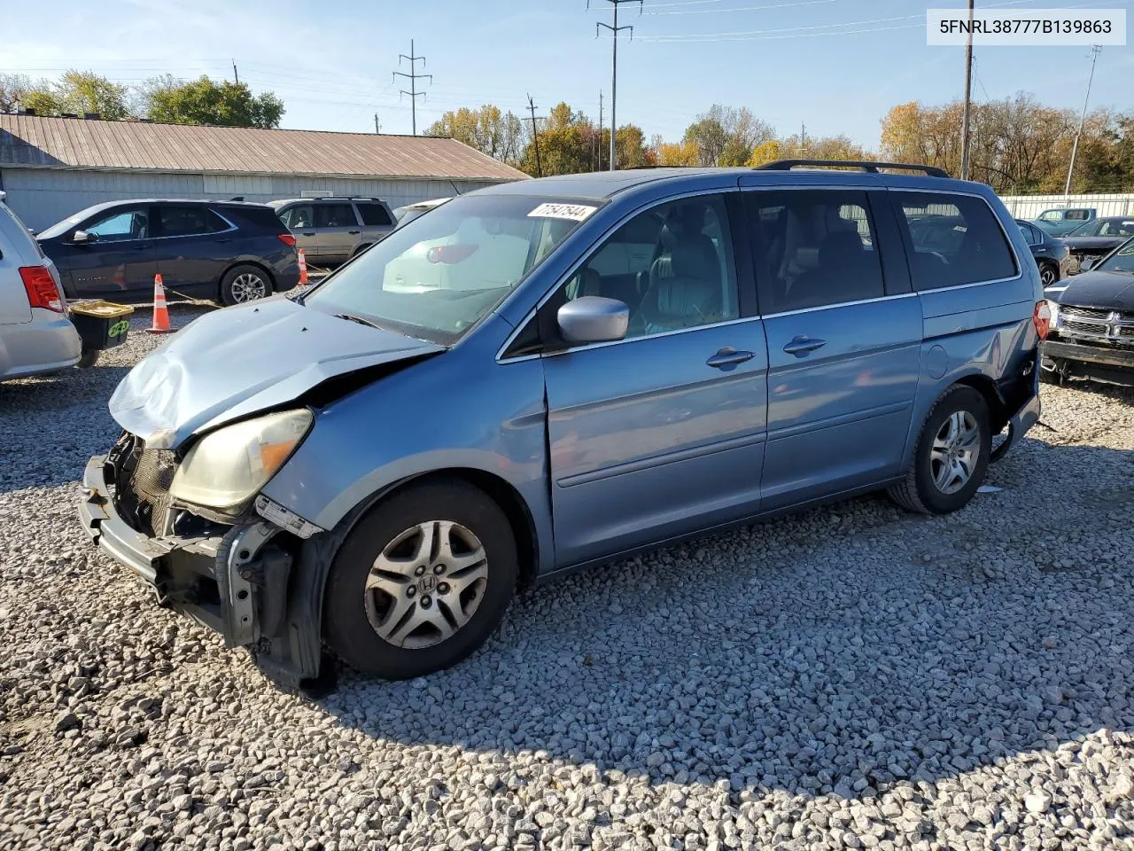 2007 Honda Odyssey Exl VIN: 5FNRL38777B139863 Lot: 77547544