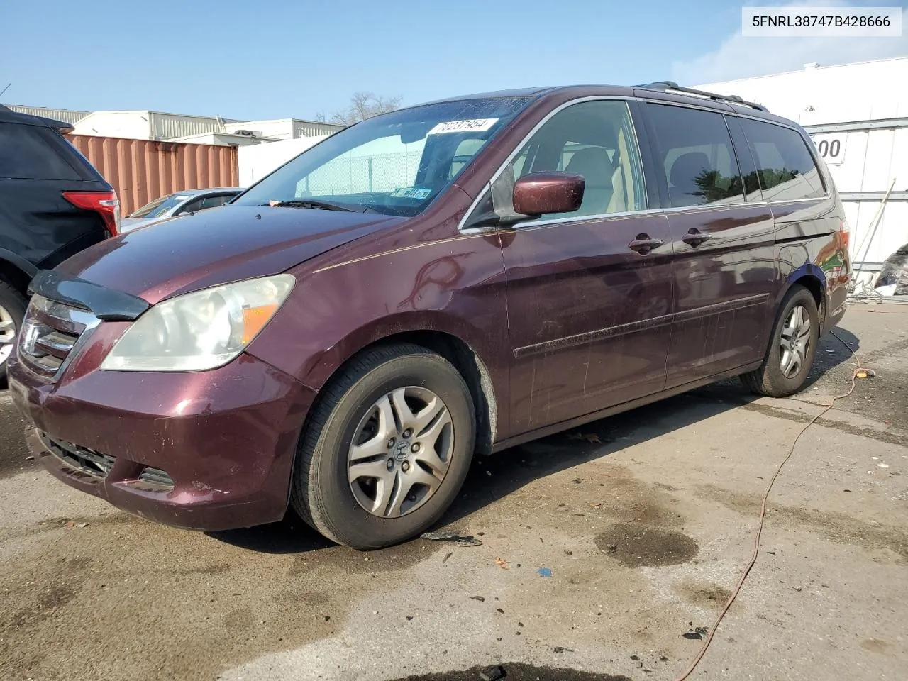 2007 Honda Odyssey Exl VIN: 5FNRL38747B428666 Lot: 78237954