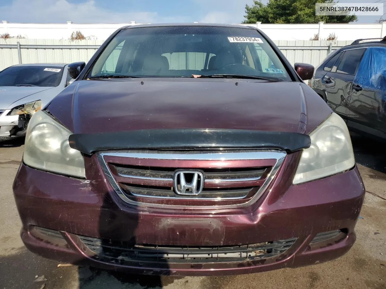 2007 Honda Odyssey Exl VIN: 5FNRL38747B428666 Lot: 78237954