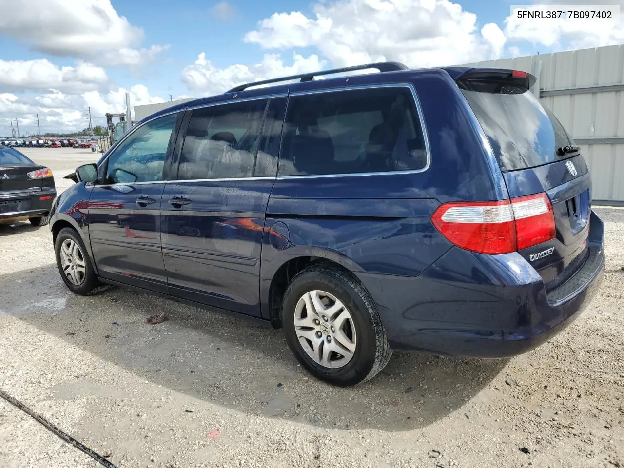 2007 Honda Odyssey Exl VIN: 5FNRL38717B097402 Lot: 79212444