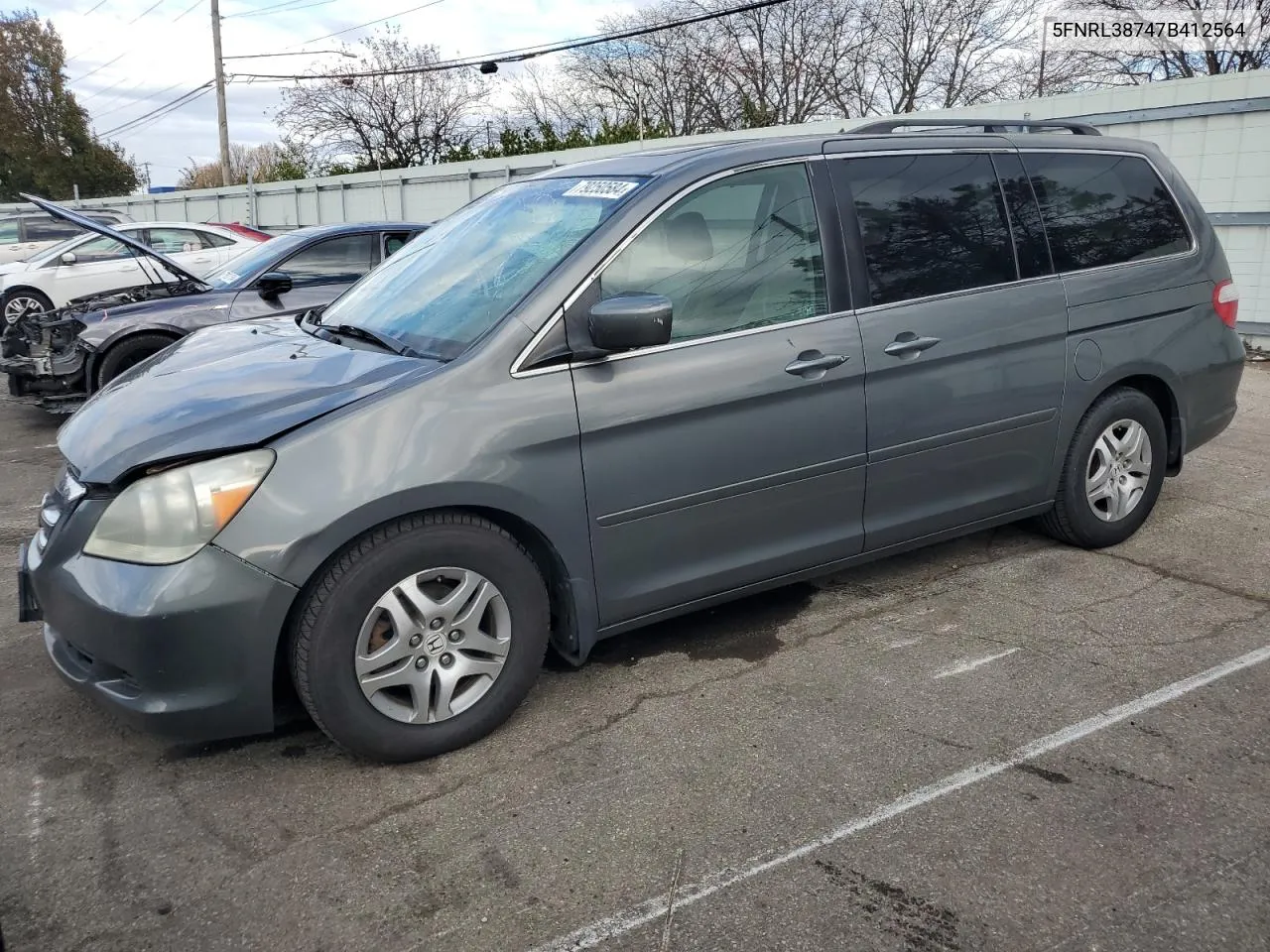 2007 Honda Odyssey Exl VIN: 5FNRL38747B412564 Lot: 79250584