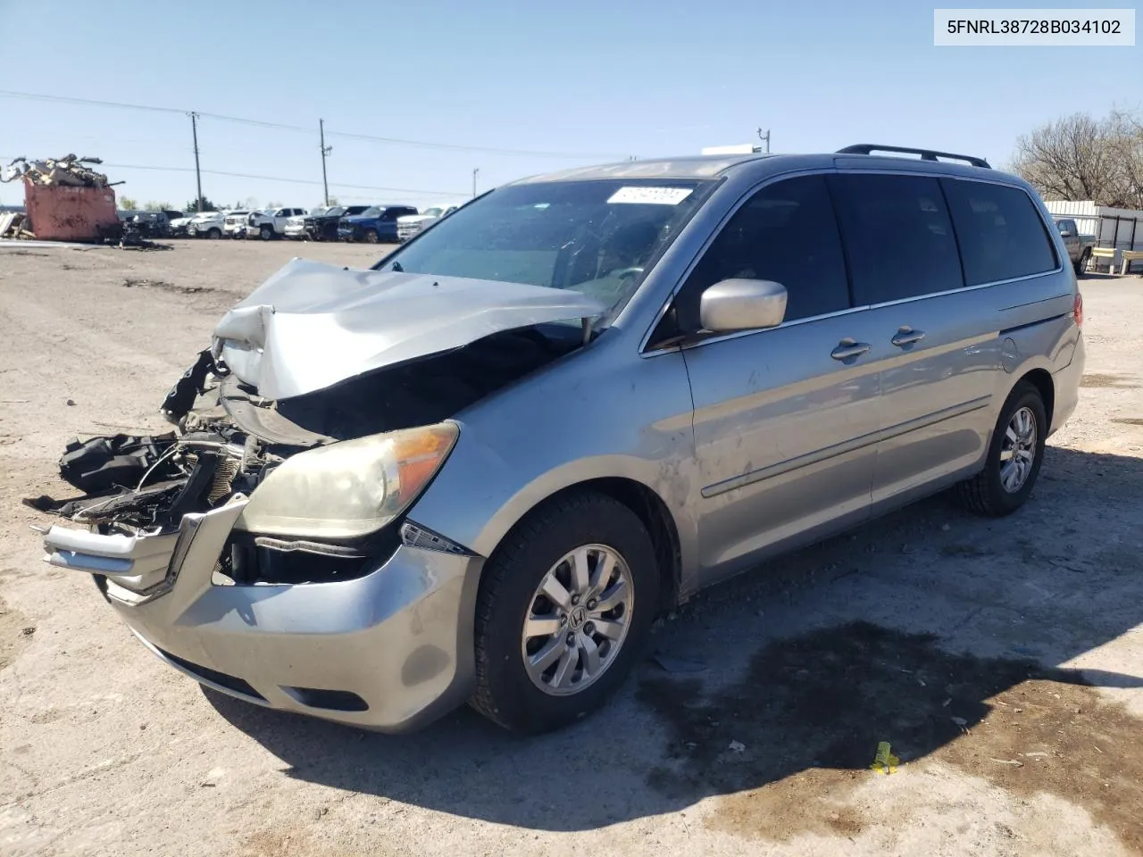 2008 Honda Odyssey Exl VIN: 5FNRL38728B034102 Lot: 47341004