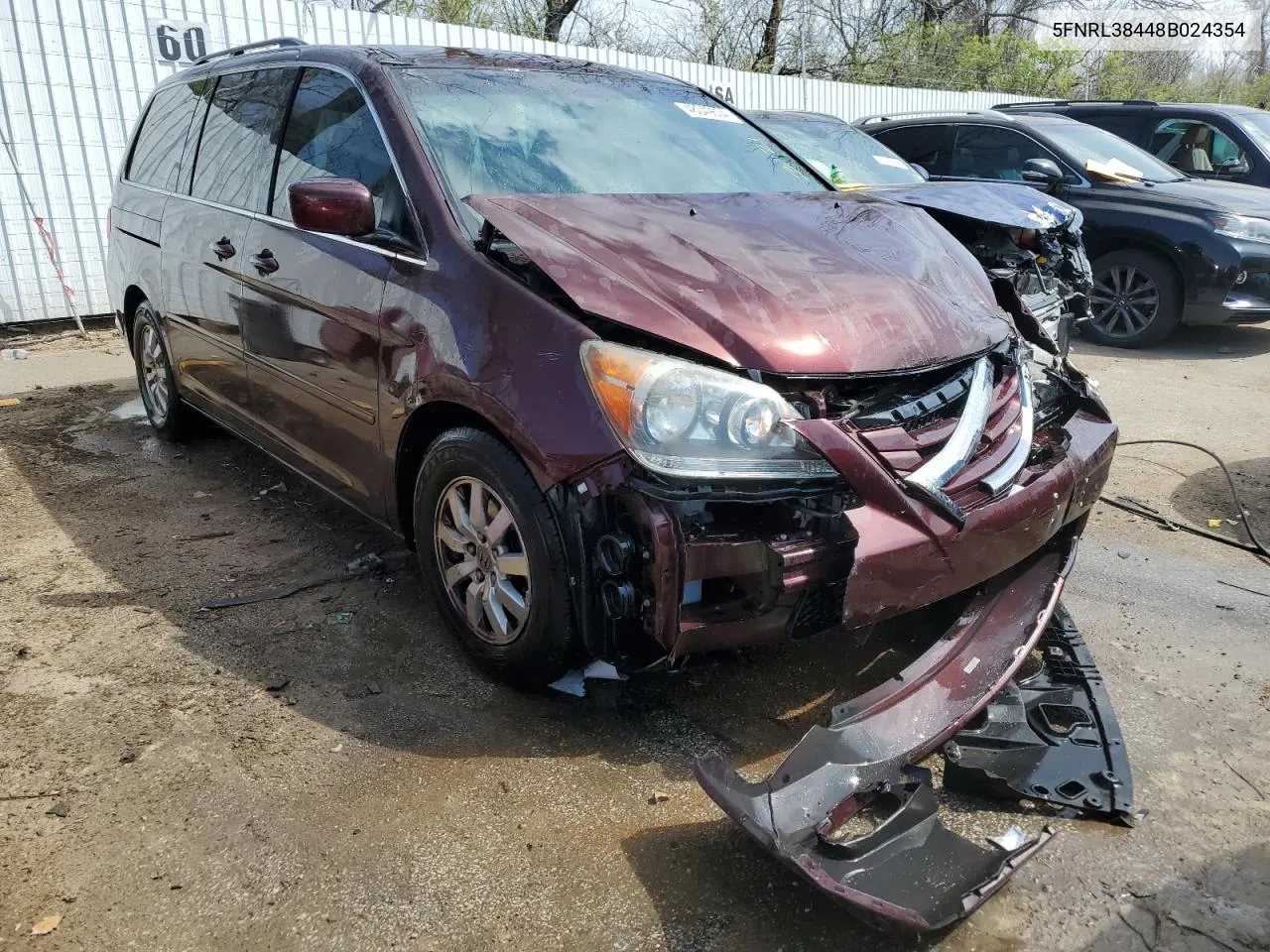 2008 Honda Odyssey Ex VIN: 5FNRL38448B024354 Lot: 48049604