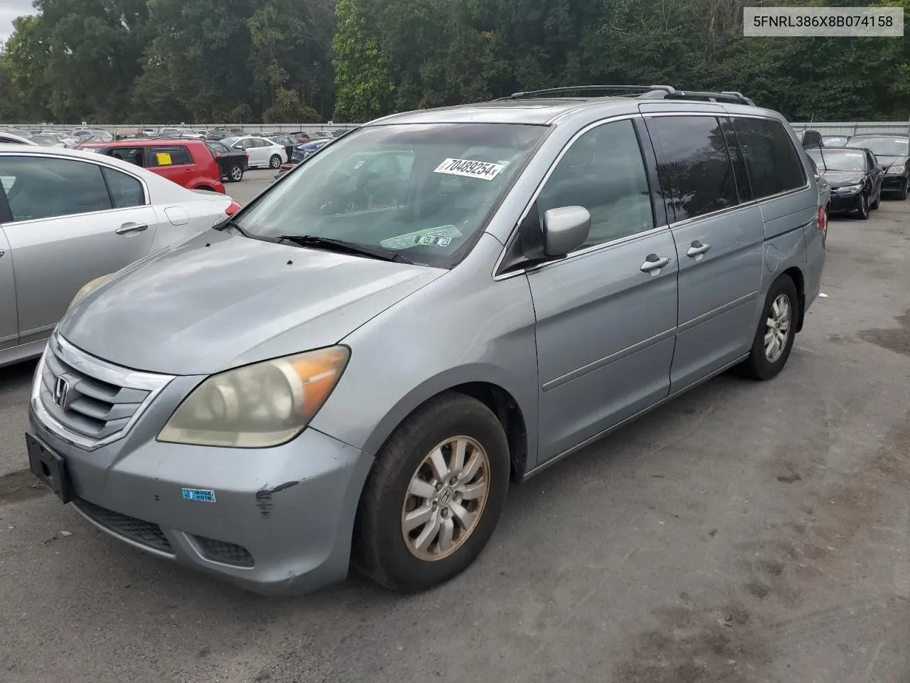 2008 Honda Odyssey Exl VIN: 5FNRL386X8B074158 Lot: 70489254