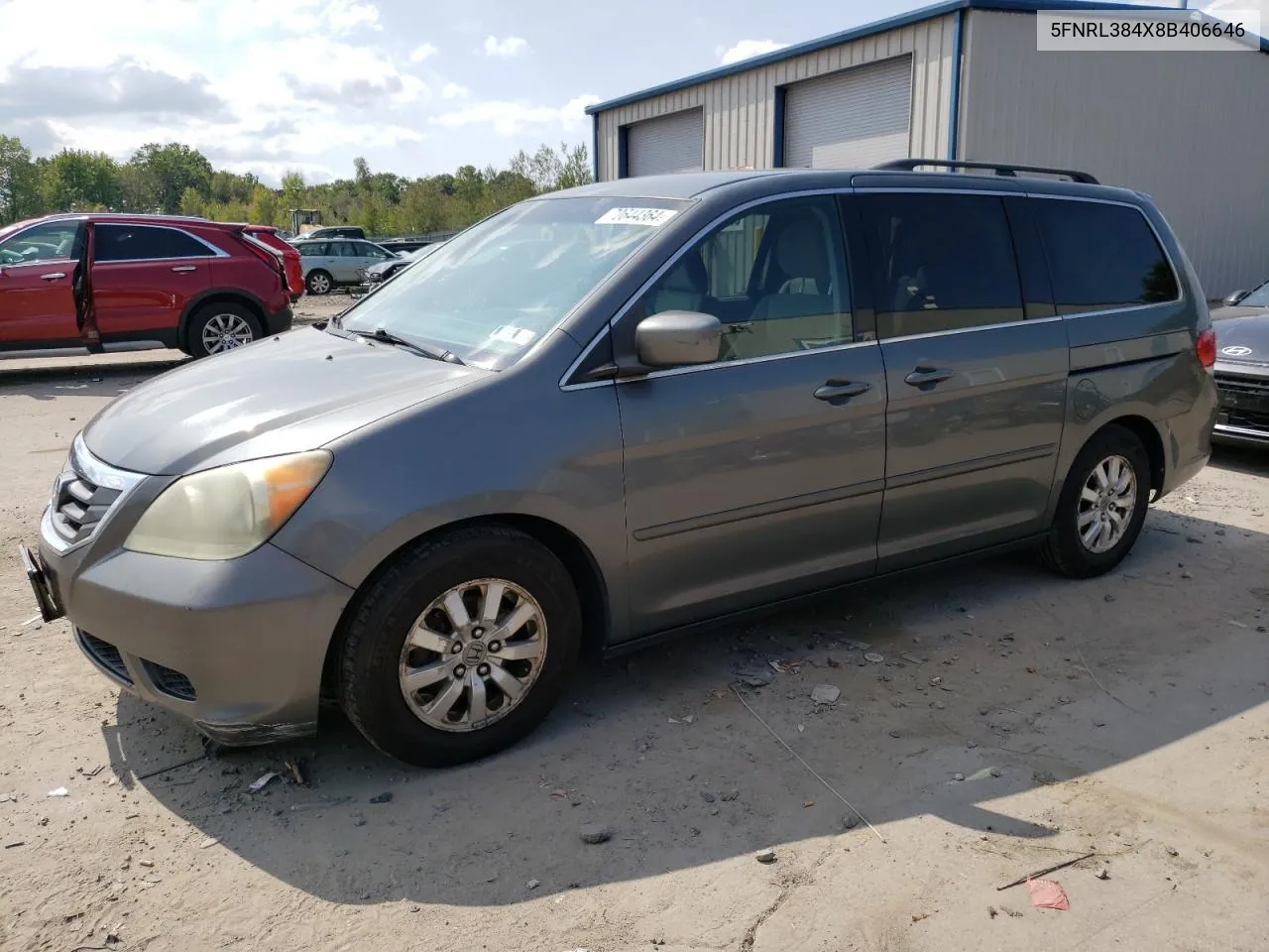 2008 Honda Odyssey Ex VIN: 5FNRL384X8B406646 Lot: 70644364