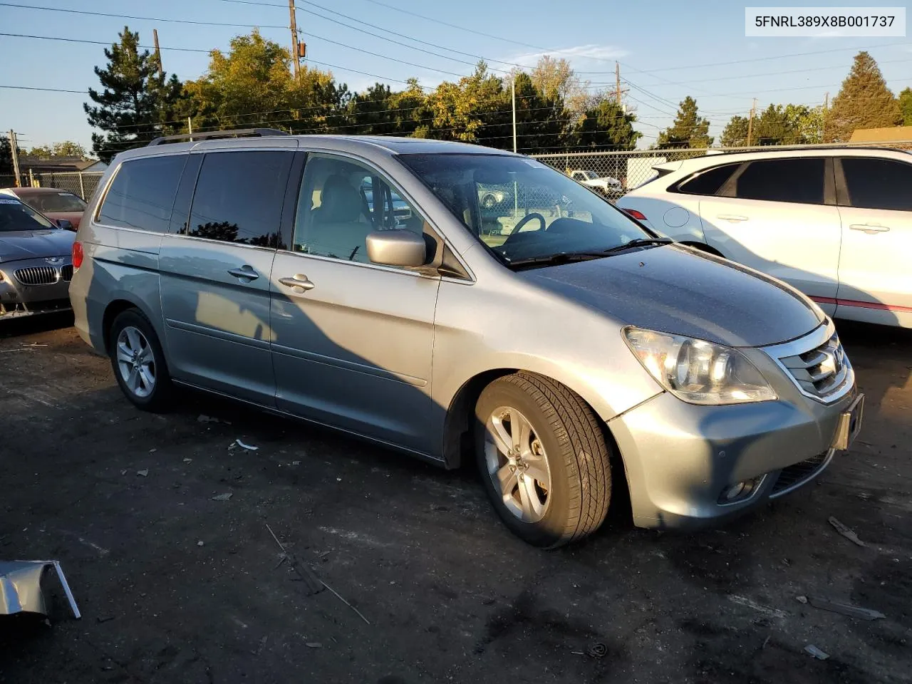 2008 Honda Odyssey Touring VIN: 5FNRL389X8B001737 Lot: 70879774