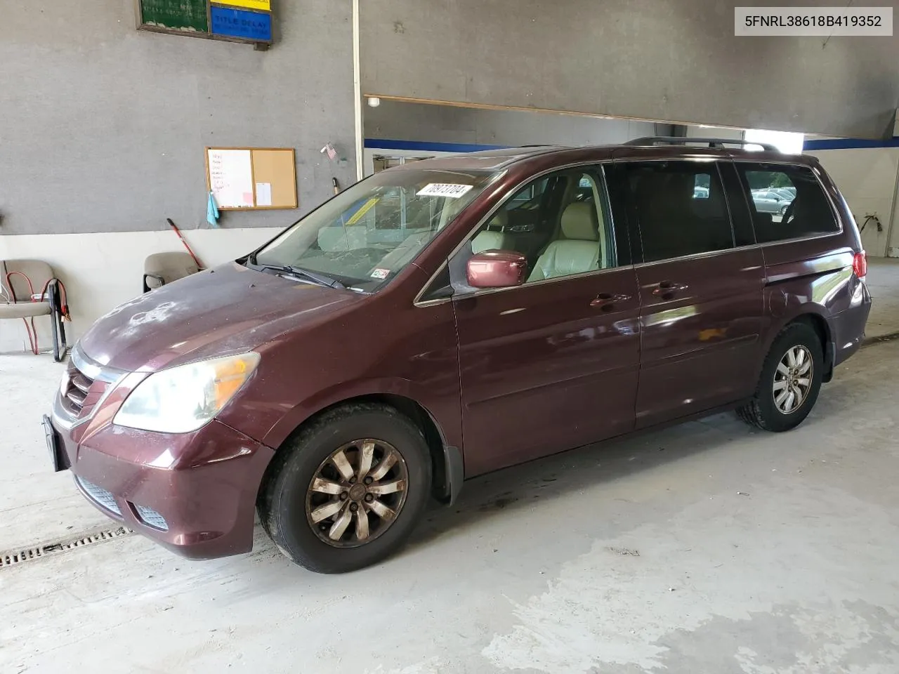 2008 Honda Odyssey Exl VIN: 5FNRL38618B419352 Lot: 70973704