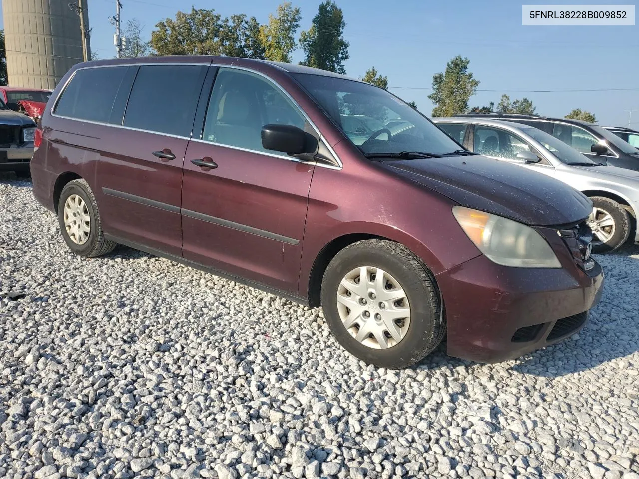 2008 Honda Odyssey Lx VIN: 5FNRL38228B009852 Lot: 71540434