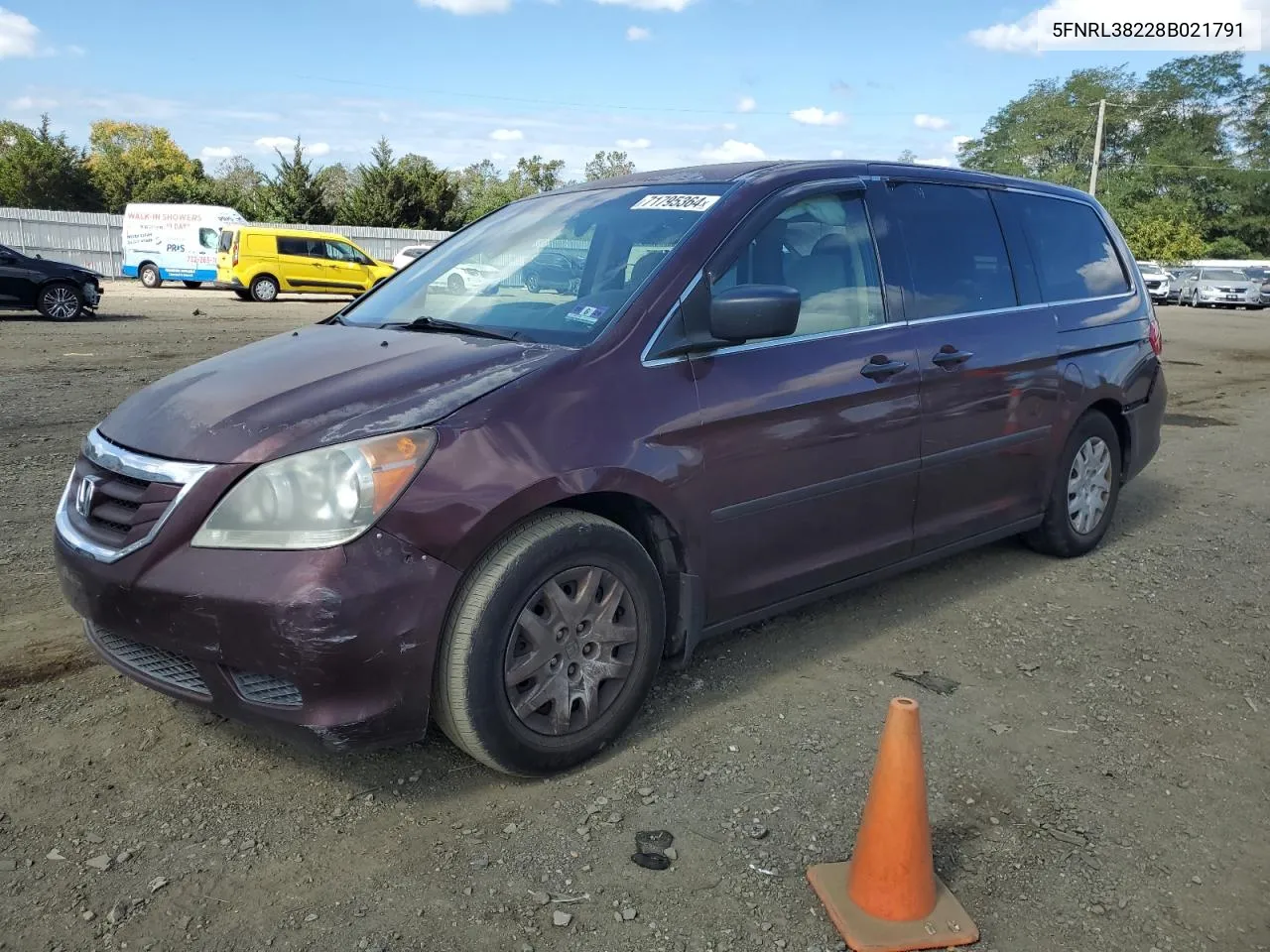 2008 Honda Odyssey Lx VIN: 5FNRL38228B021791 Lot: 71795364