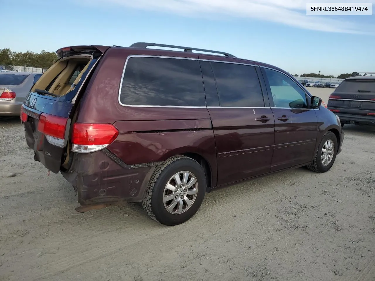 2008 Honda Odyssey Exl VIN: 5FNRL38648B419474 Lot: 72079634