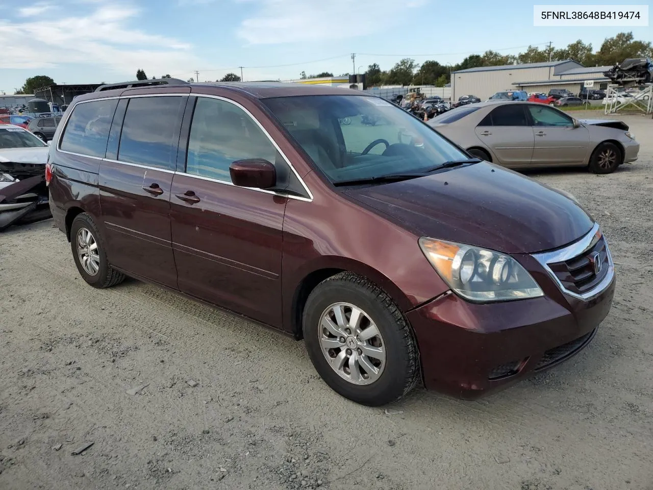 2008 Honda Odyssey Exl VIN: 5FNRL38648B419474 Lot: 72079634