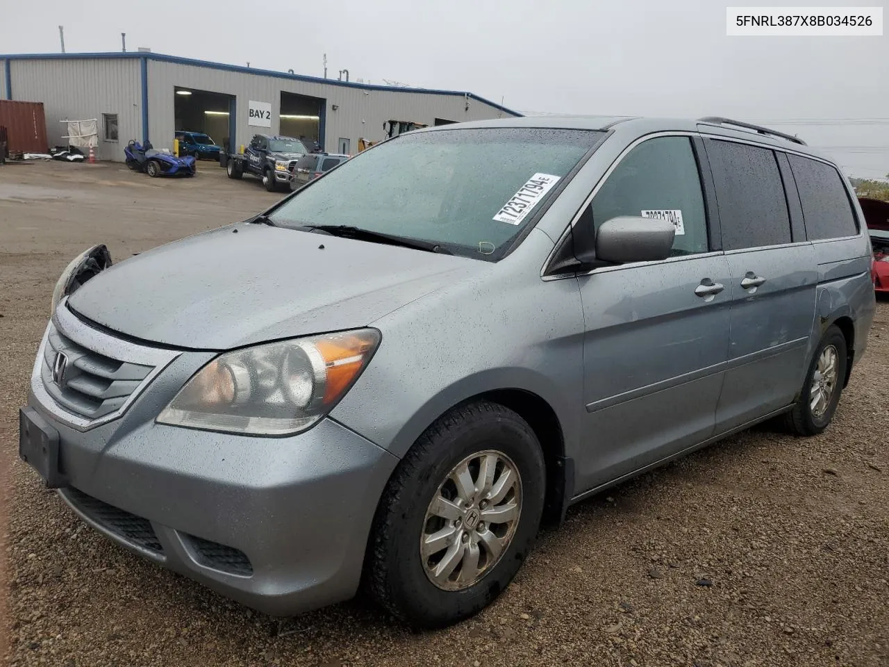 2008 Honda Odyssey Exl VIN: 5FNRL387X8B034526 Lot: 72371794