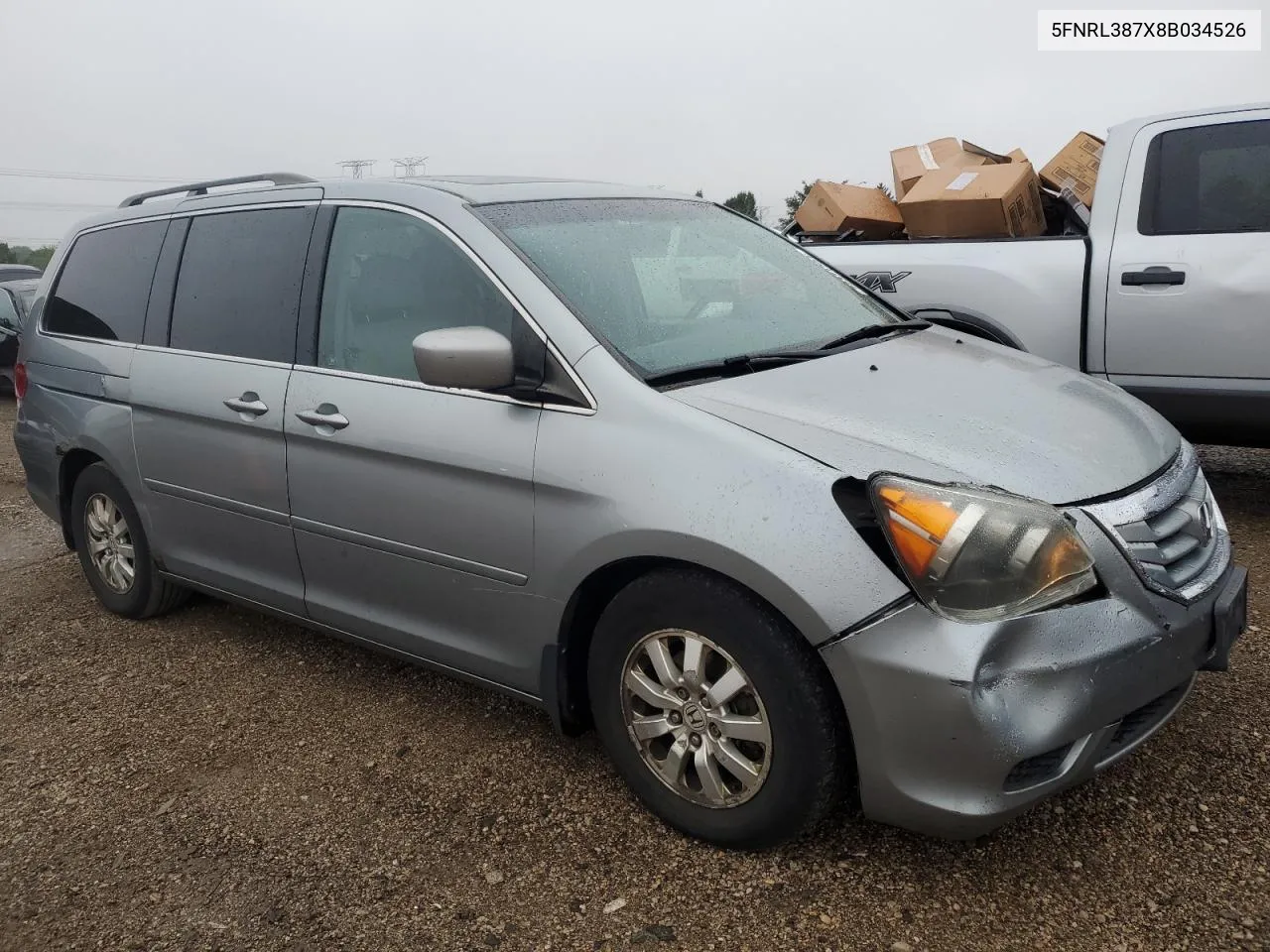 2008 Honda Odyssey Exl VIN: 5FNRL387X8B034526 Lot: 72371794