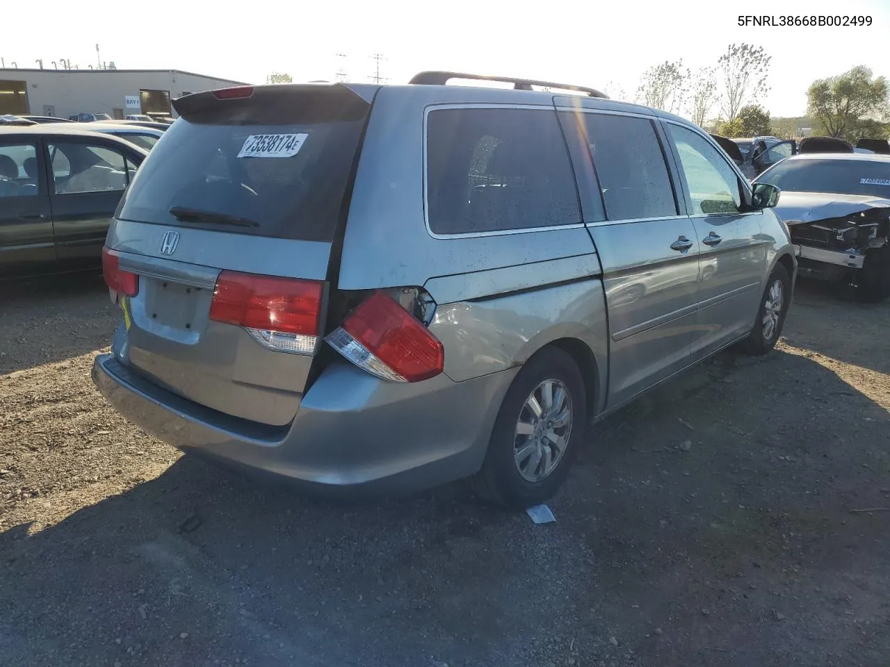 2008 Honda Odyssey Exl VIN: 5FNRL38668B002499 Lot: 73538174