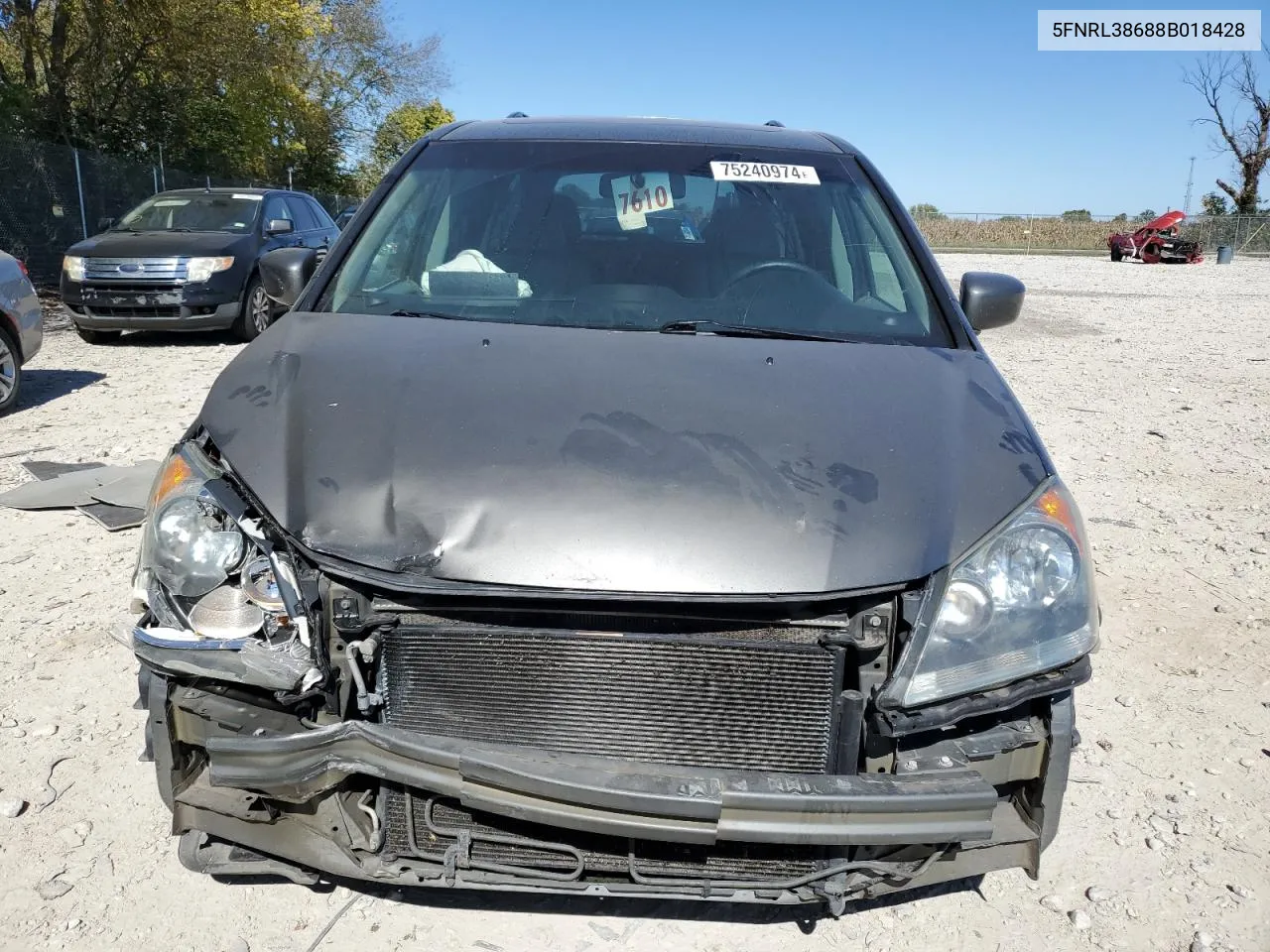 2008 Honda Odyssey Exl VIN: 5FNRL38688B018428 Lot: 75240974