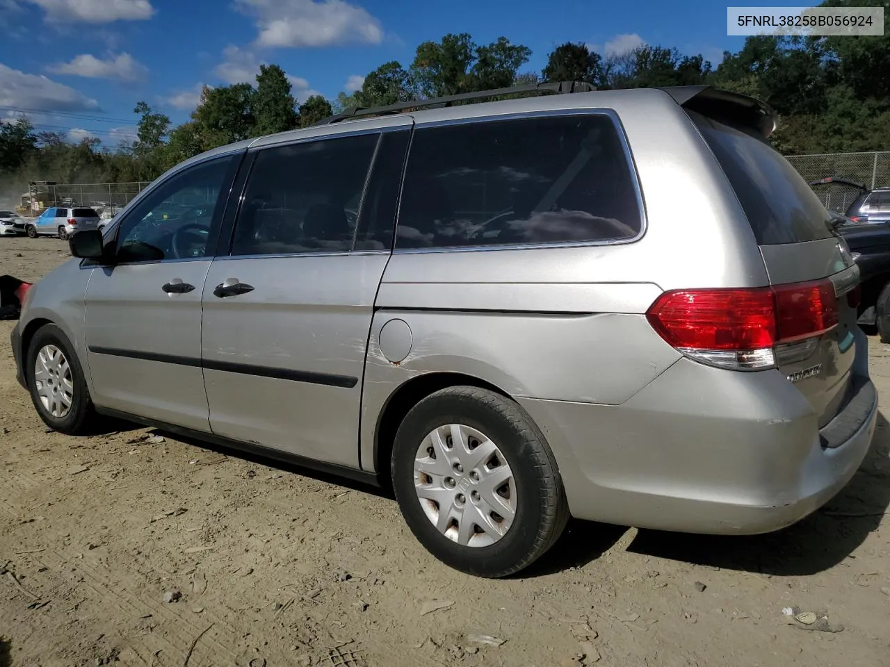 2008 Honda Odyssey Lx VIN: 5FNRL38258B056924 Lot: 75527014