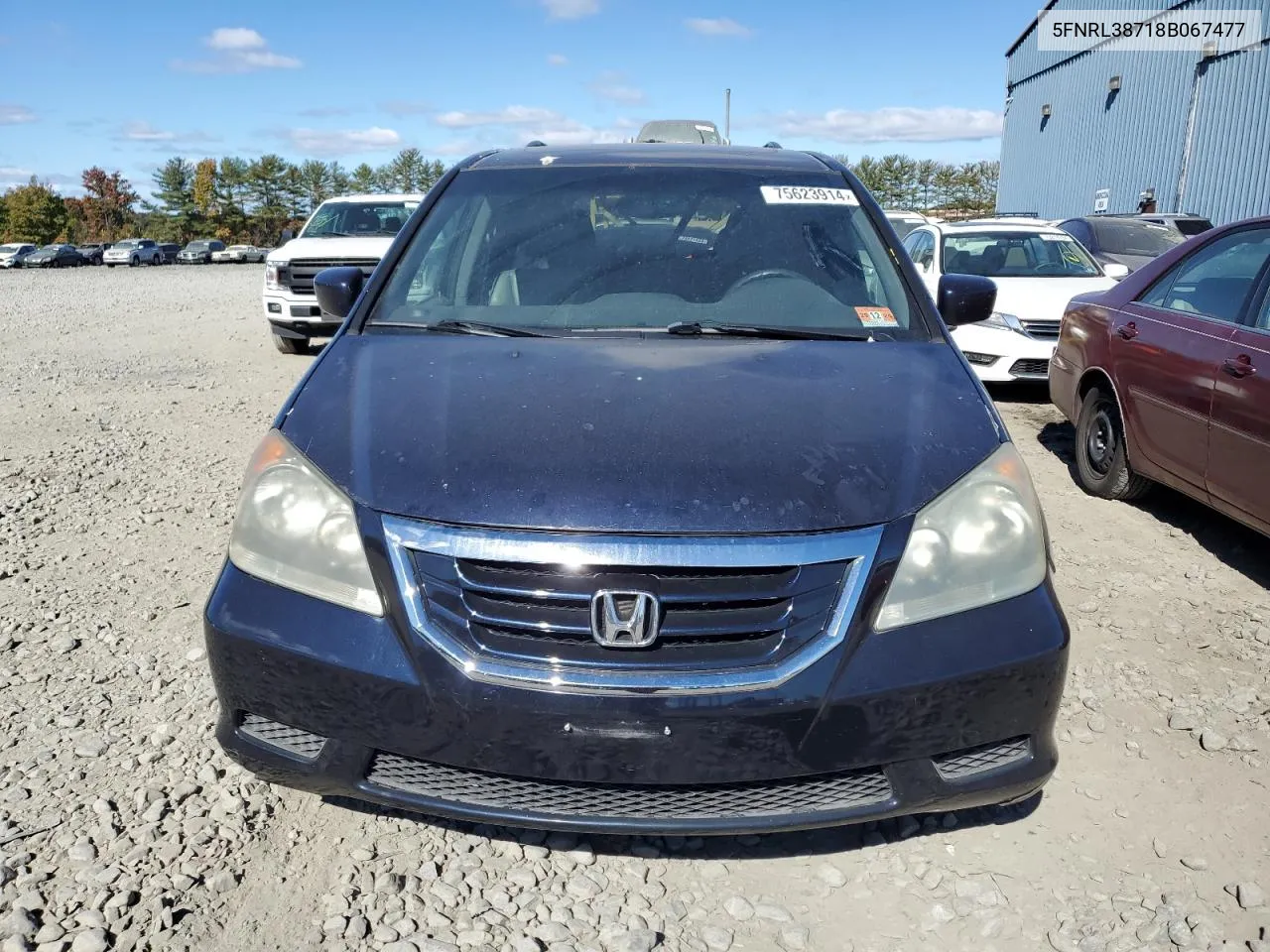 2008 Honda Odyssey Exl VIN: 5FNRL38718B067477 Lot: 75623914