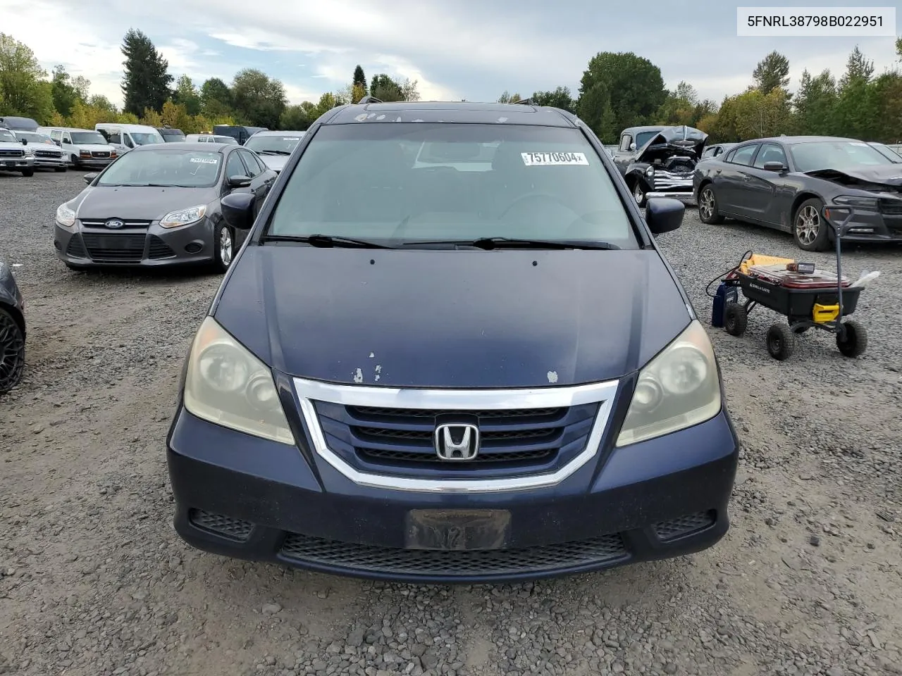 2008 Honda Odyssey Exl VIN: 5FNRL38798B022951 Lot: 75770604