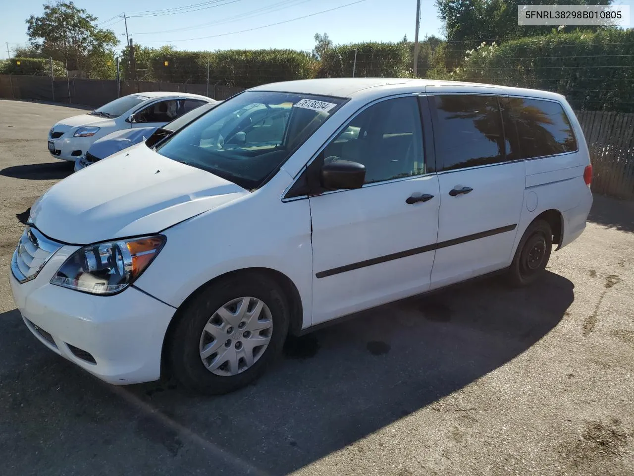 2008 Honda Odyssey Lx VIN: 5FNRL38298B010805 Lot: 76138204