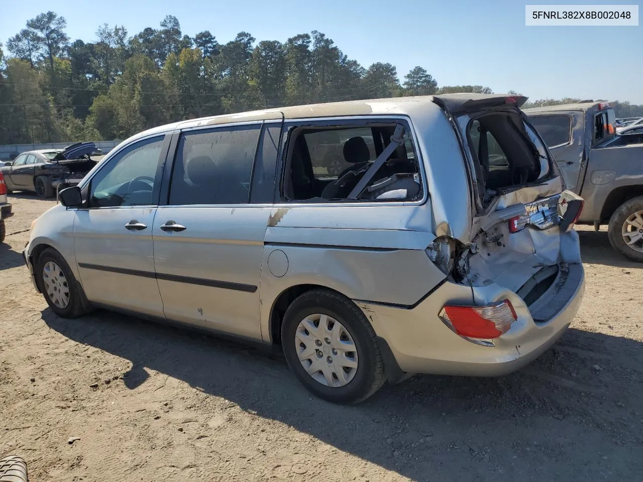 2008 Honda Odyssey Lx VIN: 5FNRL382X8B002048 Lot: 76939764