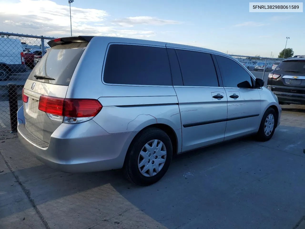 2008 Honda Odyssey Lx VIN: 5FNRL38298B061589 Lot: 77633874