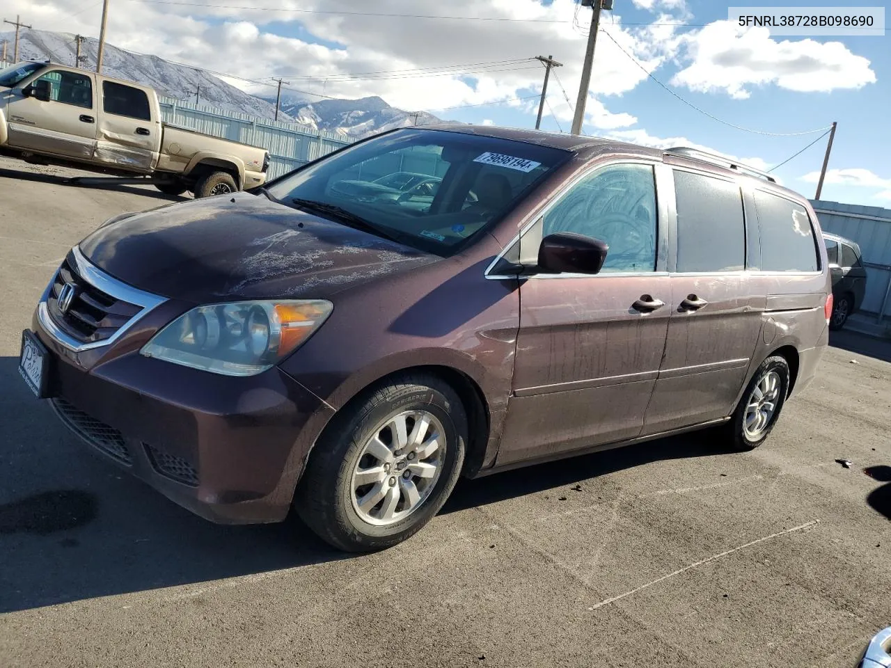 2008 Honda Odyssey Exl VIN: 5FNRL38728B098690 Lot: 79698194