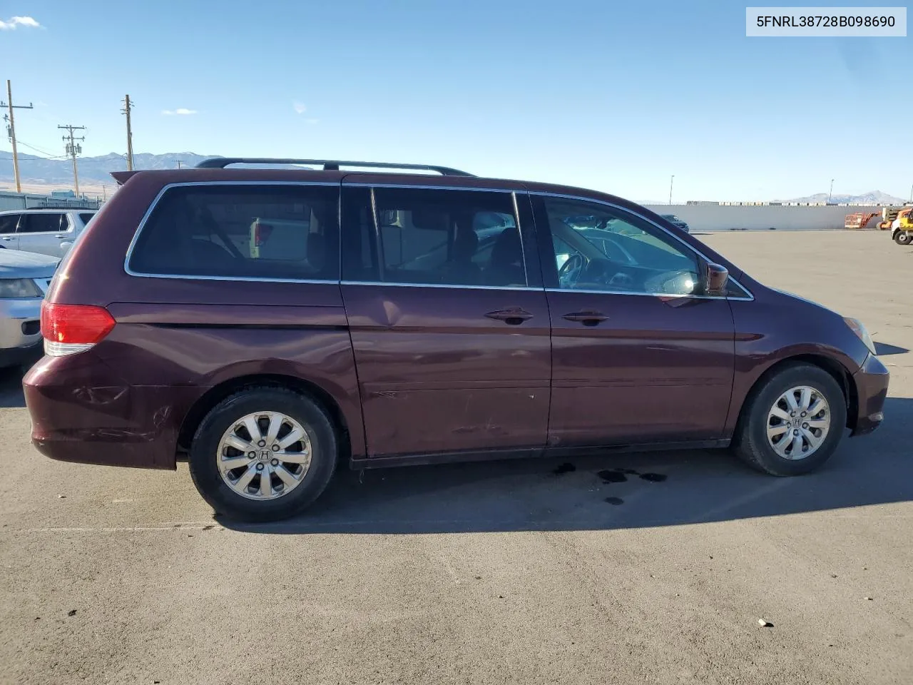 2008 Honda Odyssey Exl VIN: 5FNRL38728B098690 Lot: 79698194