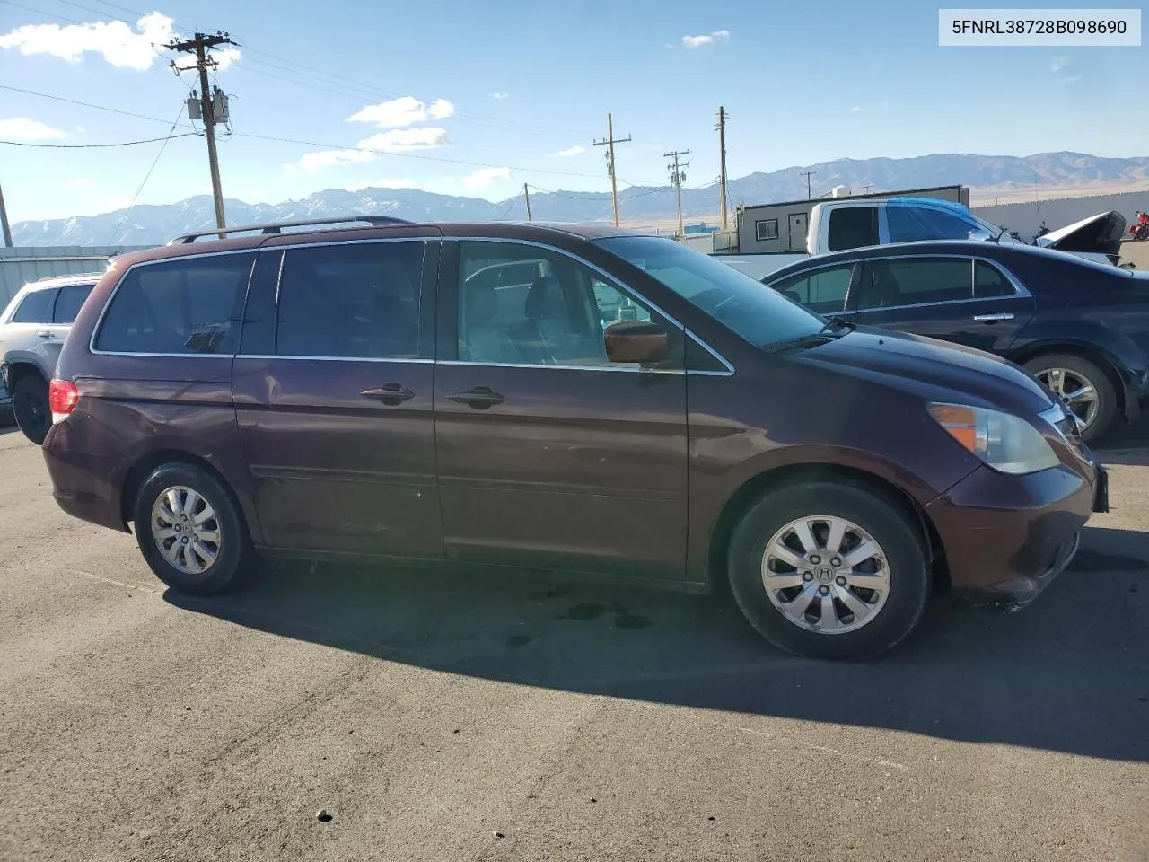 2008 Honda Odyssey Exl VIN: 5FNRL38728B098690 Lot: 79698194