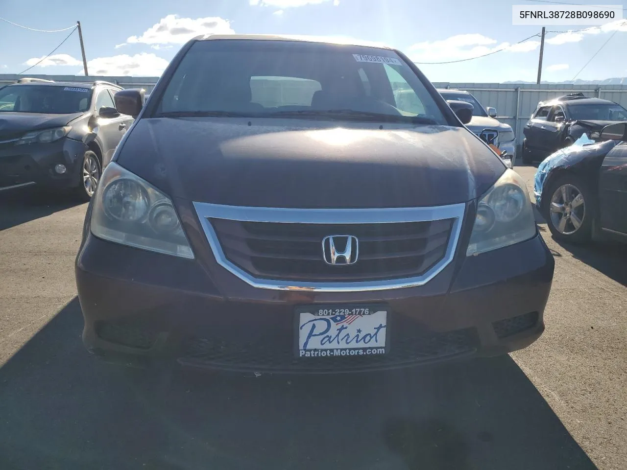 2008 Honda Odyssey Exl VIN: 5FNRL38728B098690 Lot: 79698194