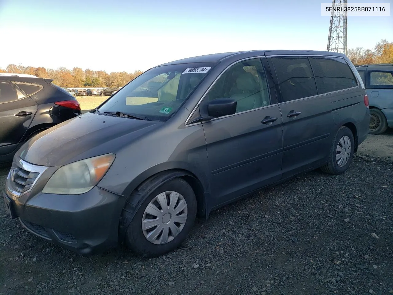 2008 Honda Odyssey Lx VIN: 5FNRL38258B071116 Lot: 79953004