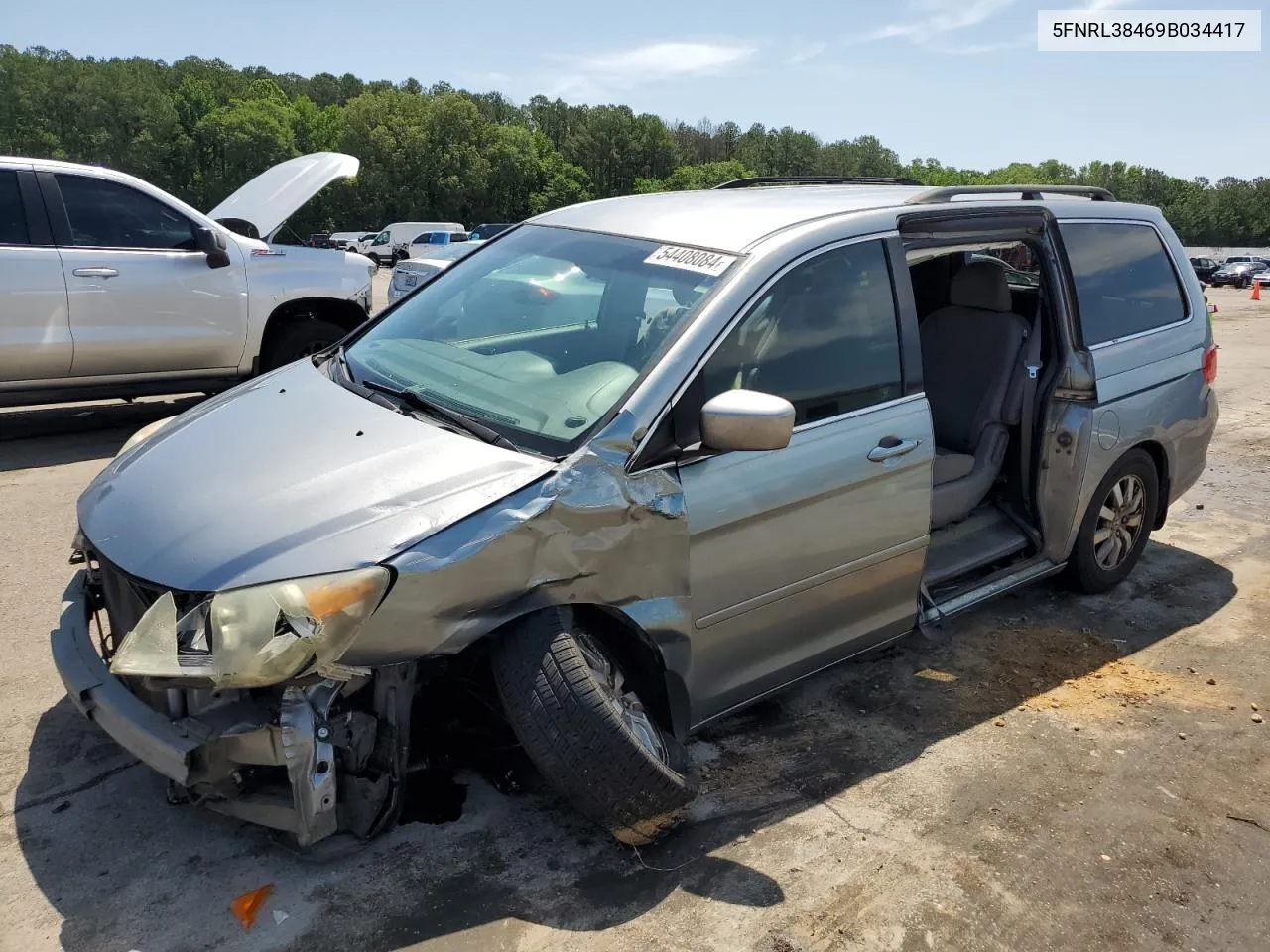 2009 Honda Odyssey Ex VIN: 5FNRL38469B034417 Lot: 54408084