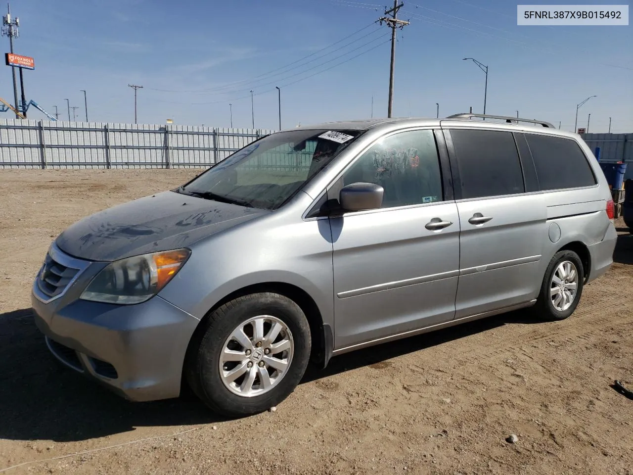 2009 Honda Odyssey Exl VIN: 5FNRL387X9B015492 Lot: 74089774