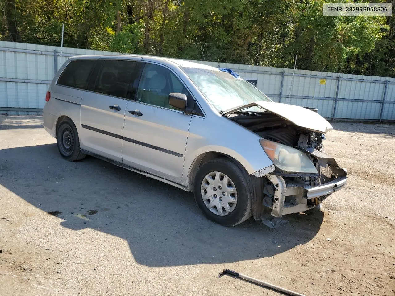 2009 Honda Odyssey Lx VIN: 5FNRL38299B058306 Lot: 75496054