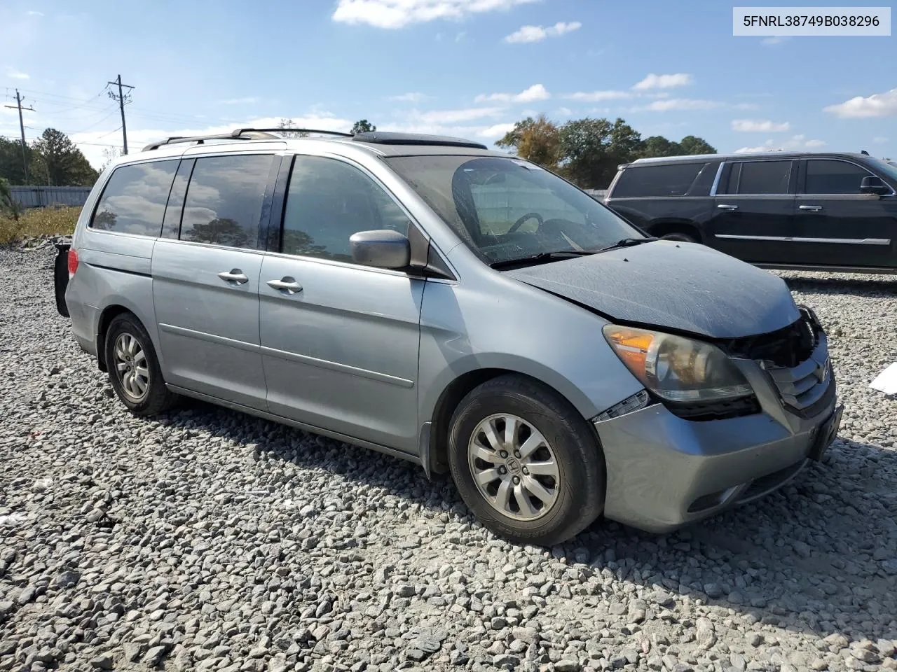 2009 Honda Odyssey Exl VIN: 5FNRL38749B038296 Lot: 77780224