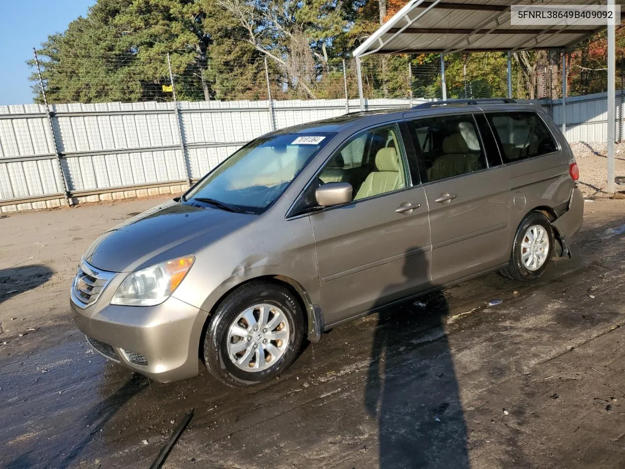 2009 Honda Odyssey Exl VIN: 5FNRL38649B409092 Lot: 78181364