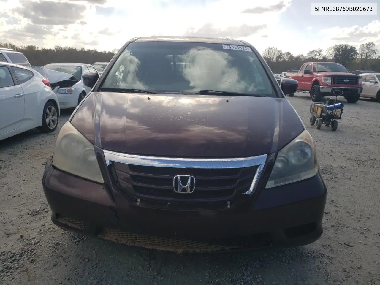 2009 Honda Odyssey Exl VIN: 5FNRL38769B020673 Lot: 78351594