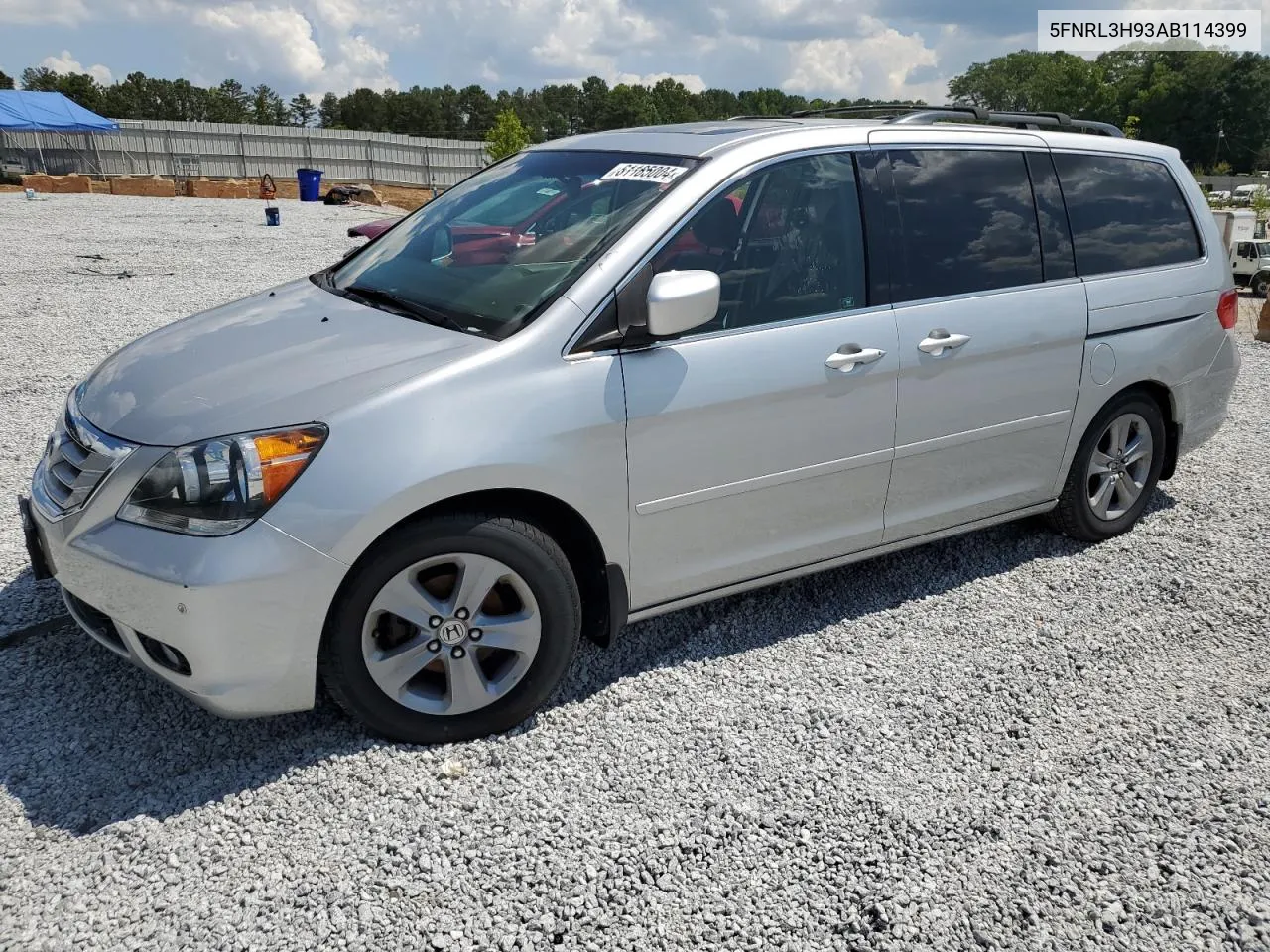 2010 Honda Odyssey Touring VIN: 5FNRL3H93AB114399 Lot: 61185004