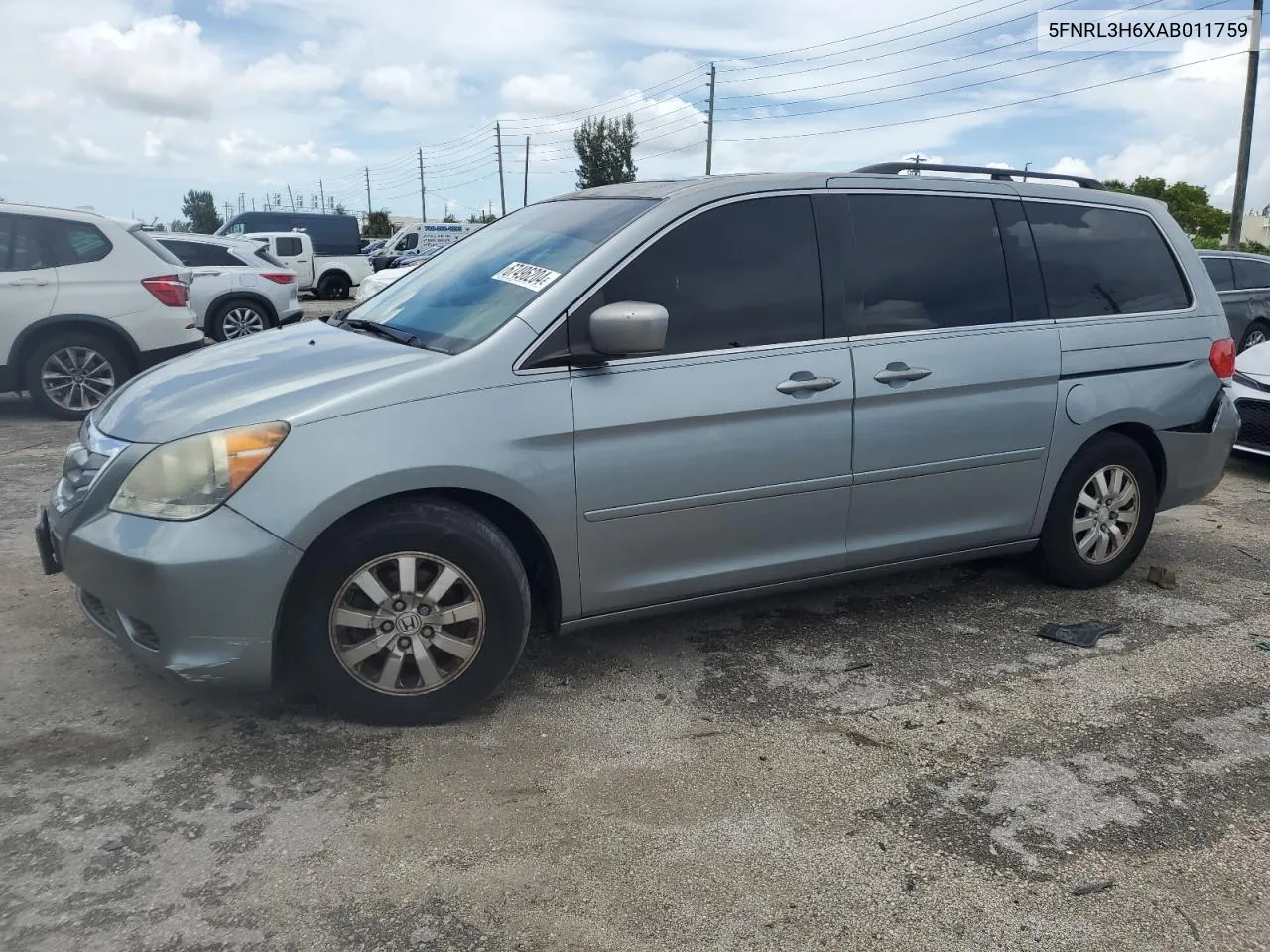 5FNRL3H6XAB011759 2010 Honda Odyssey Exl