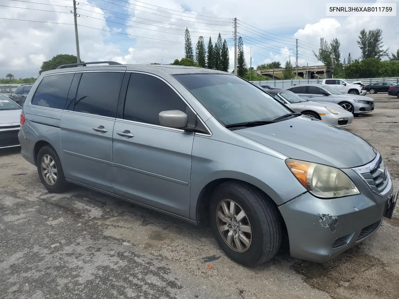 5FNRL3H6XAB011759 2010 Honda Odyssey Exl