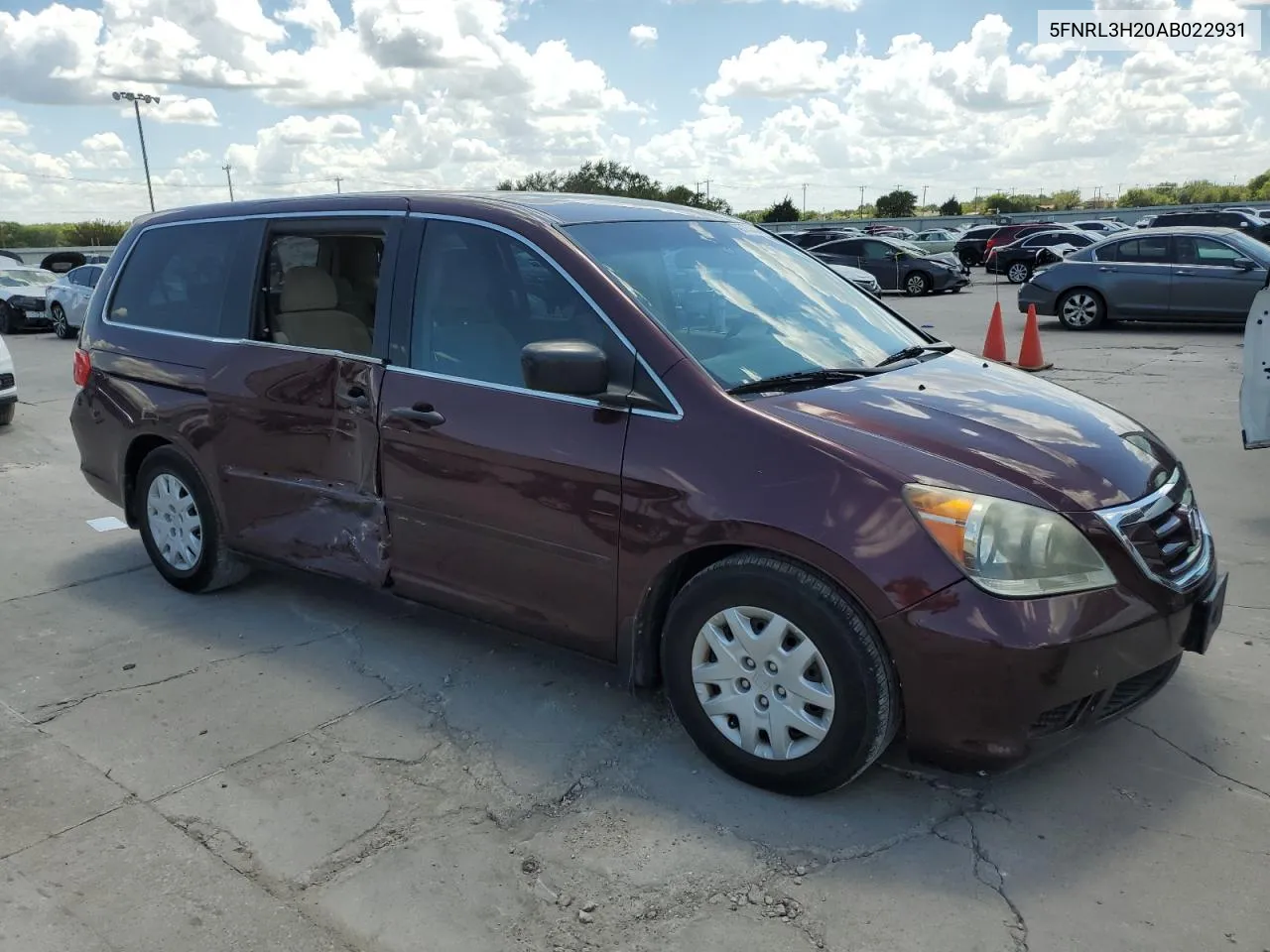 2010 Honda Odyssey Lx VIN: 5FNRL3H20AB022931 Lot: 67753654