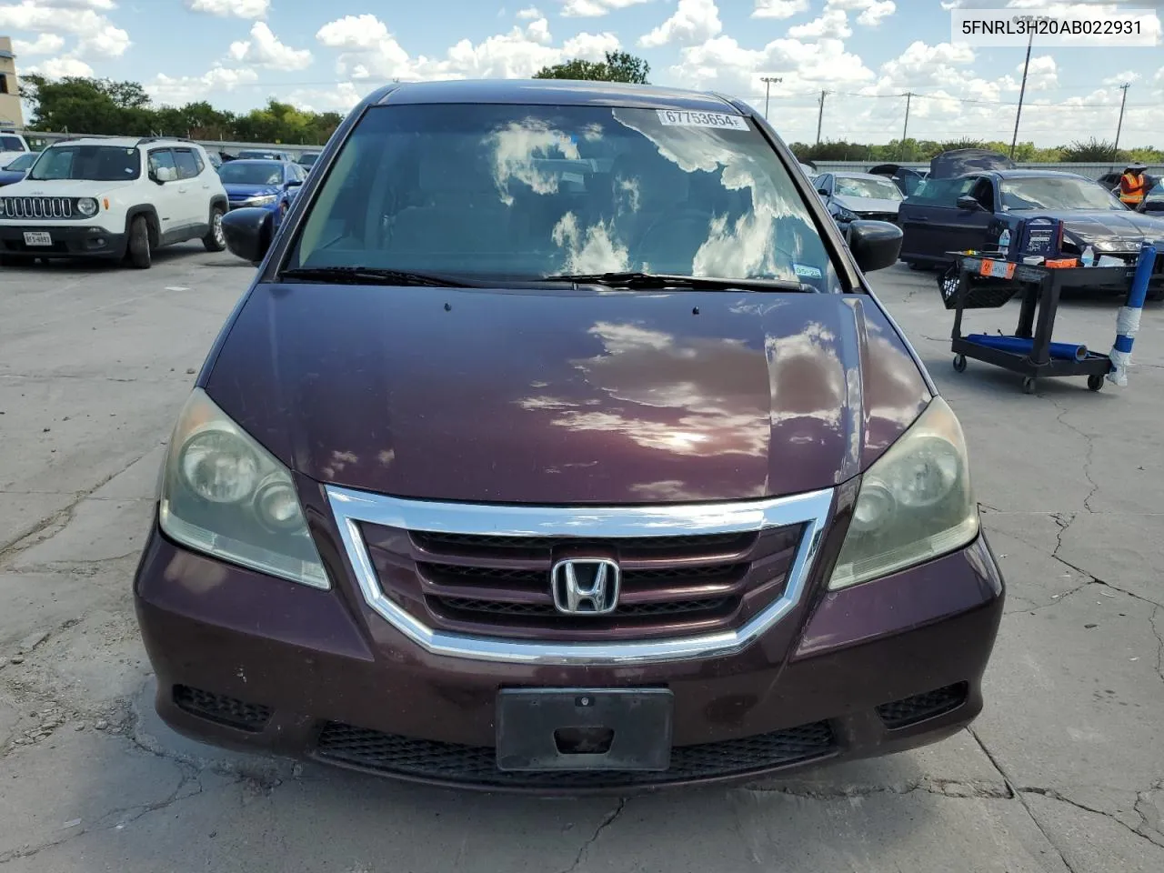 2010 Honda Odyssey Lx VIN: 5FNRL3H20AB022931 Lot: 67753654